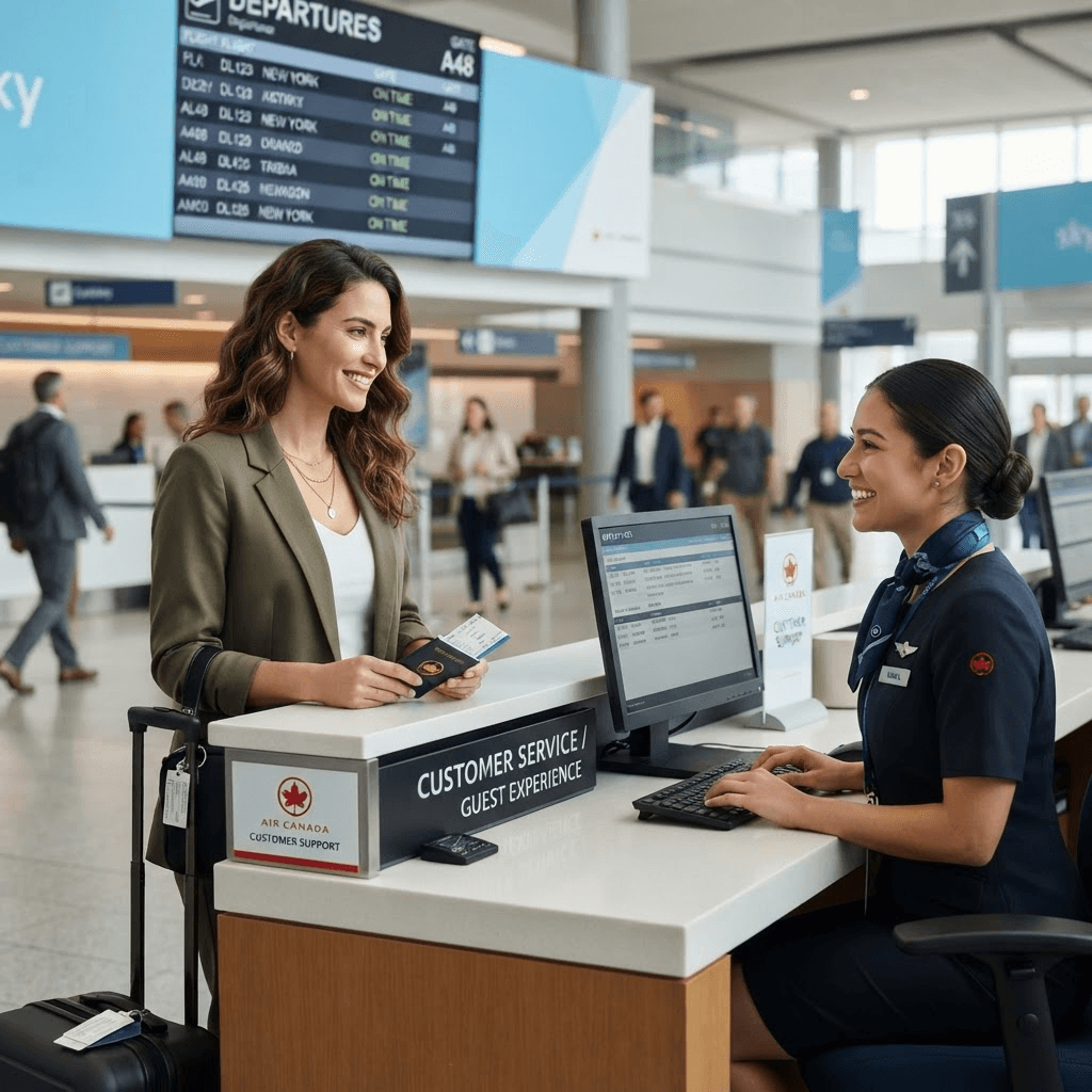 Empowered traveler at service desk